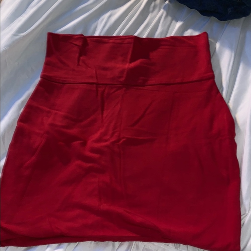 Red cotton mini pencil skirt
